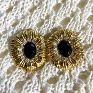 3 for $30 gold and black flower floral earrings ear clips